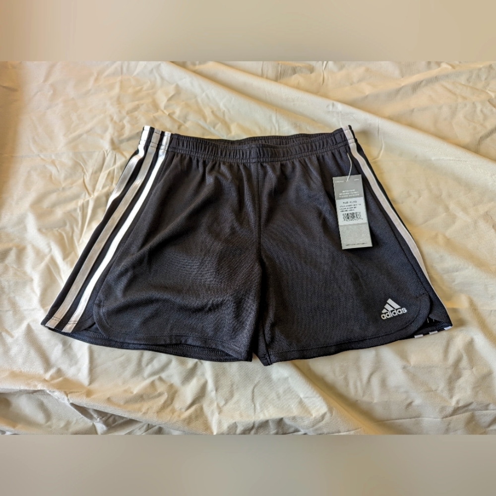 Adidas Girls' 3-Stripe Pacer Mesh Shorts, Black, Size:XL (16)